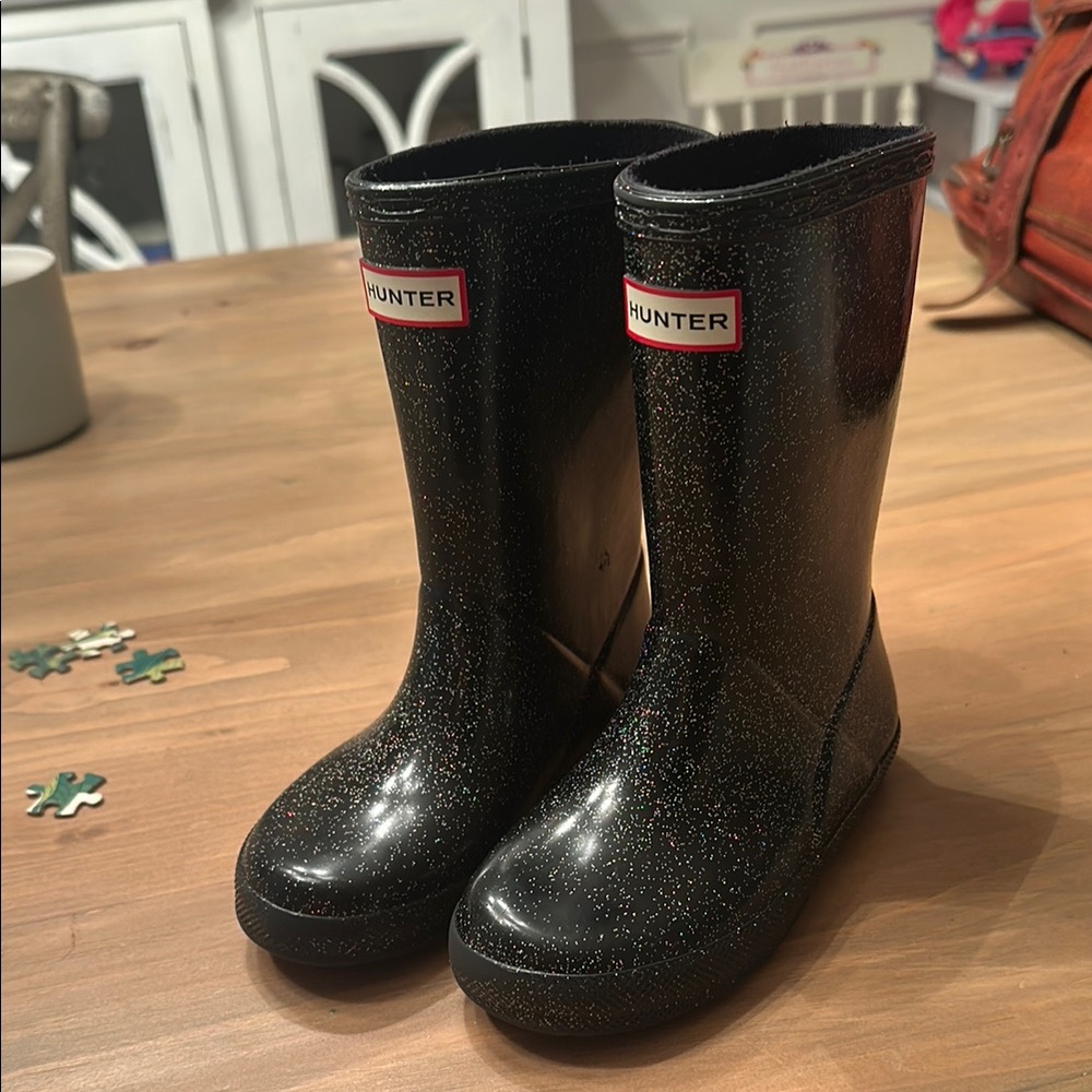 Hunter Sparkling Black Rain Boots